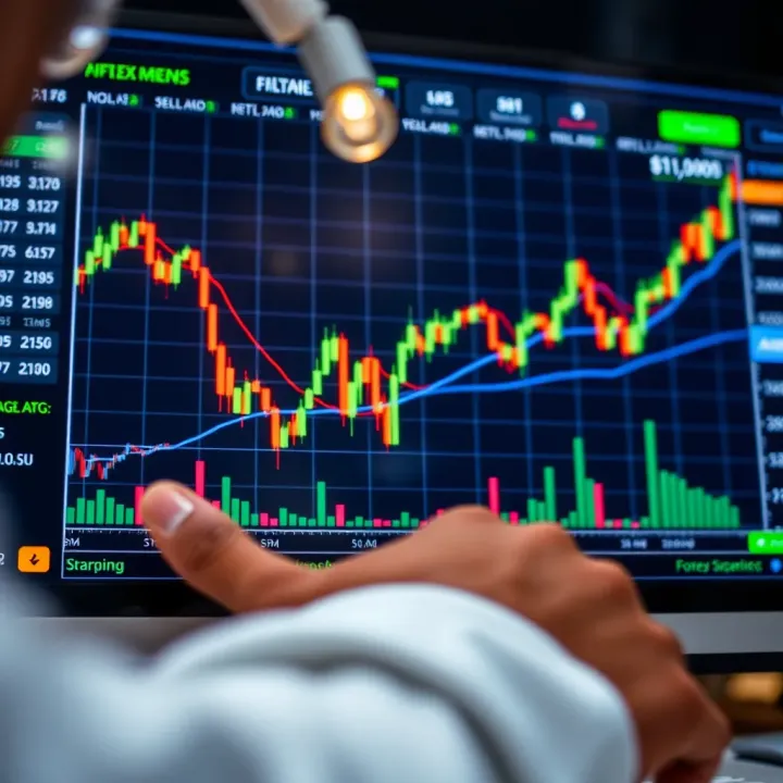 Digital chart showing currency exchange trends and signal alerts with a focus on navigating Nigerian forex market challenges