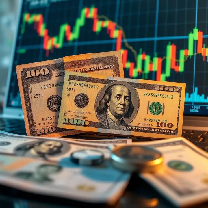 Illustration of Nigerian naira and US dollar currency with financial charts in the background