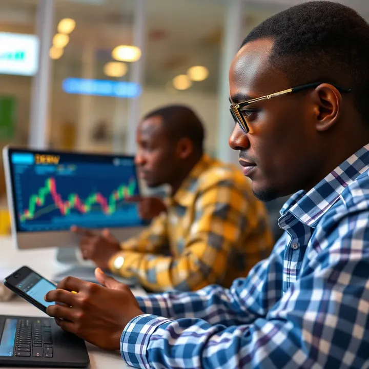 Secure Online Trading for Nigerian Traders on Deriv Illustration of Nigerian traders accessing Deriv platform with secure online trading features