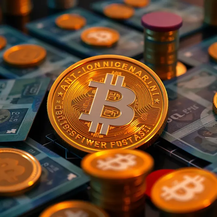 Representation of digital currency network with Nigerian currency symbols