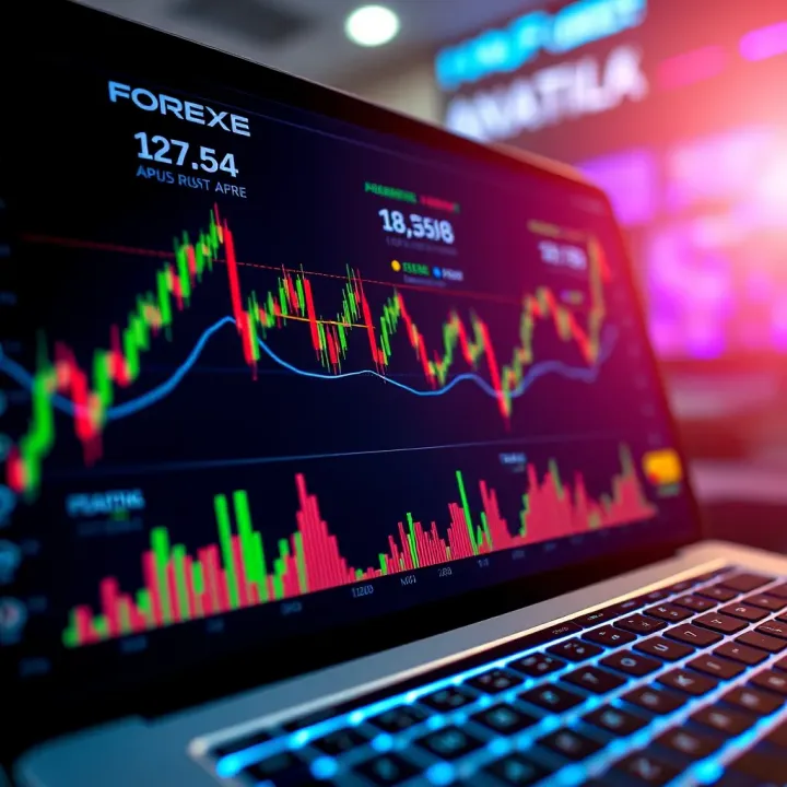 A dynamic trading platform interface displaying real-time forex market data and analytics