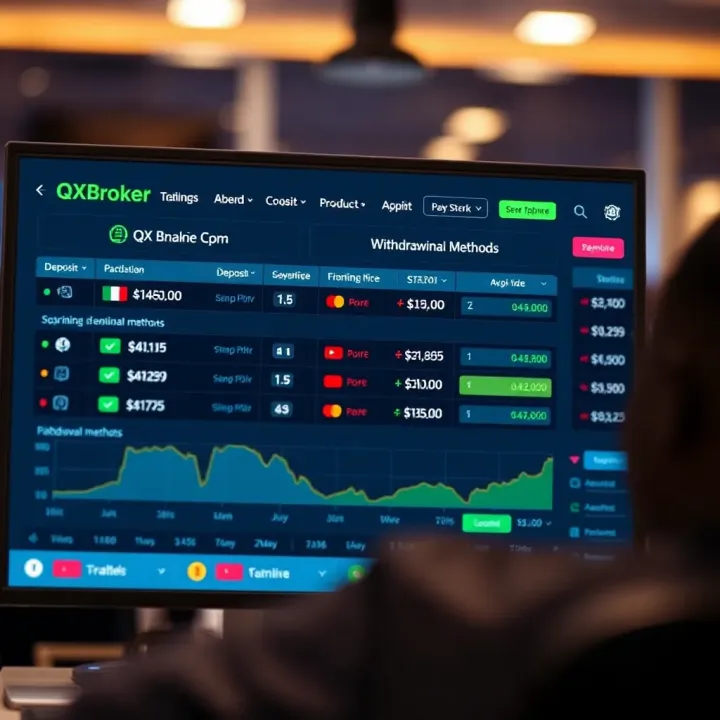 Payment Methods Tailored for Nigerian Traders on QXBroker User interface displaying deposit and withdrawal methods suitable for Nigerian traders