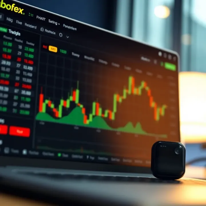 Dashboard overview of Roboforex trading account showing market charts and navigation menu