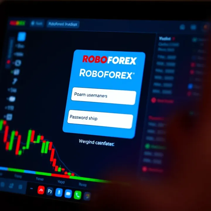 Roboforex trading platform login interface displaying username and password fields