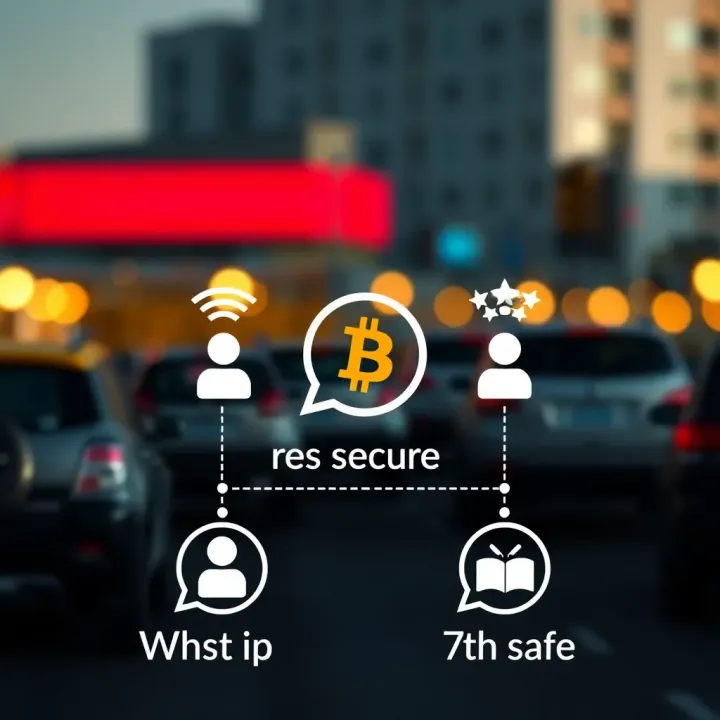 Graphic showing secure communication and trust icons representing safe engagement in Bitcoin WhatsApp groups