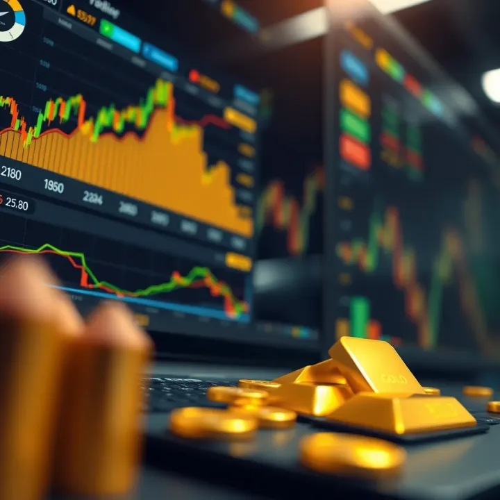 Conceptual illustration of technology enhancing gold price forecasting accuracy with data analysis and digital tools