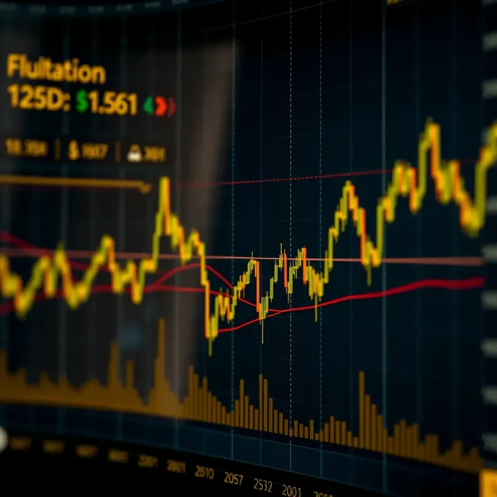 Graph showing fluctuations in gold prices against the US dollar with marked support and resistance levels