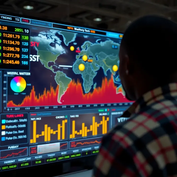 Advanced Weather Forecasting Techniques in Nigeria Digital interface showing weather patterns and data analysis for predicting future climates in Nigeria