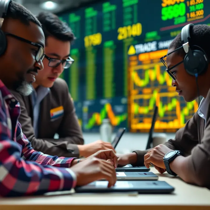 Participating in Trading Competitions within Nigeria's Financial Market Illustration of traders engaging in a digital competition platform