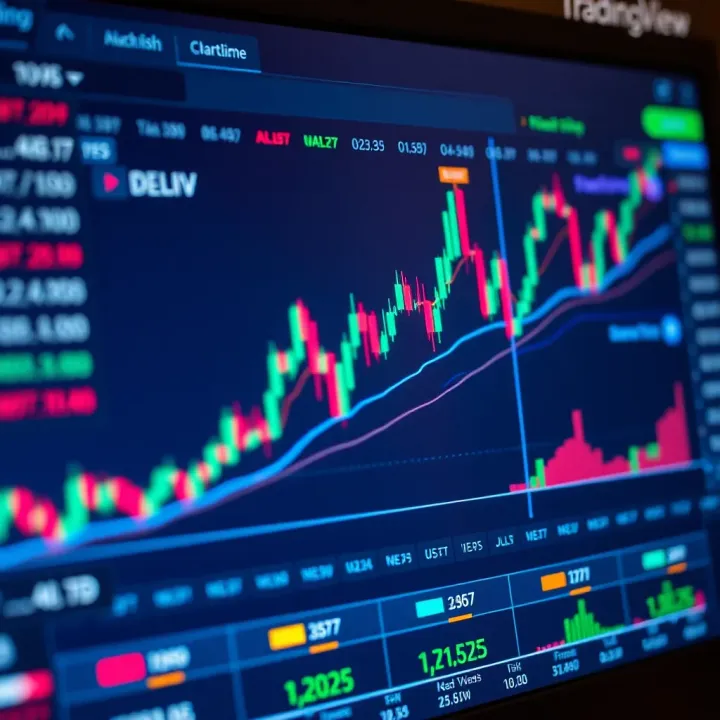 TradingView interface displaying advanced market charts with technical indicators and trend lines