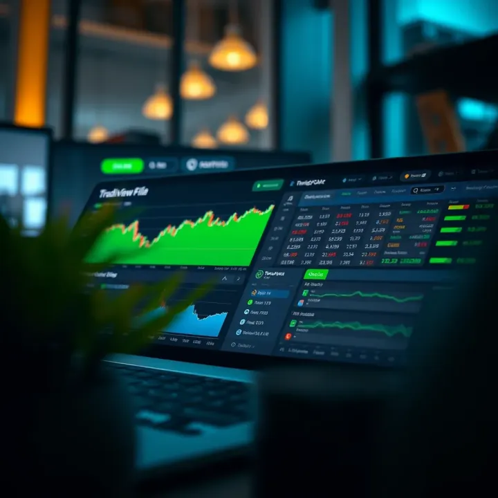 Dashboard showing embedded TradingView tools within a fintech application with compliance features