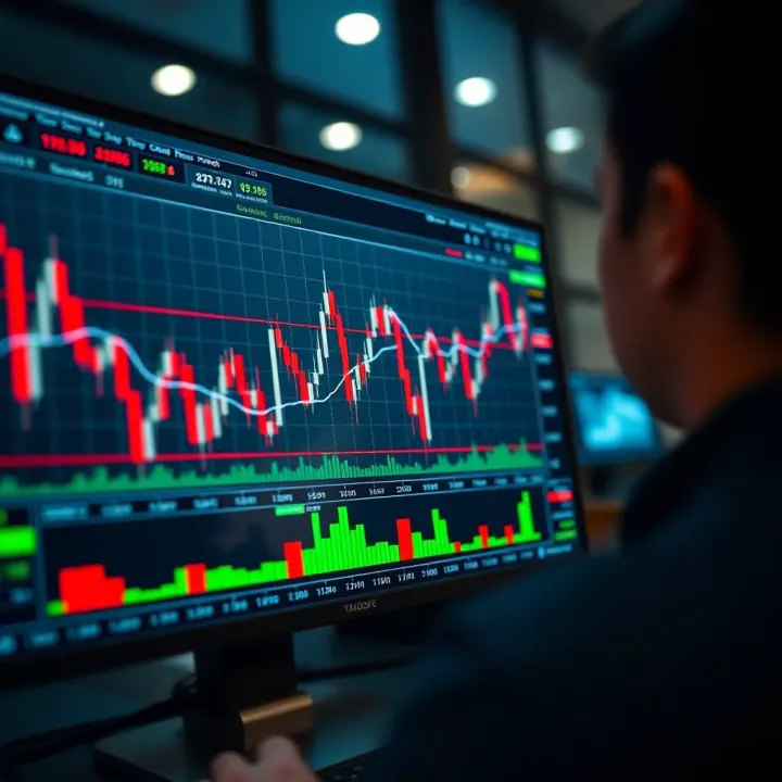 Chart displaying the Volatility 75 Index price fluctuations using TradingView's technical indicators