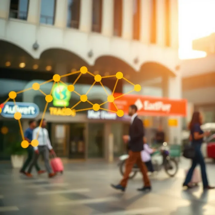Abstract illustration of innovation and growth with interconnected nodes representing startup ecosystems and venture capital influence in Nigeria