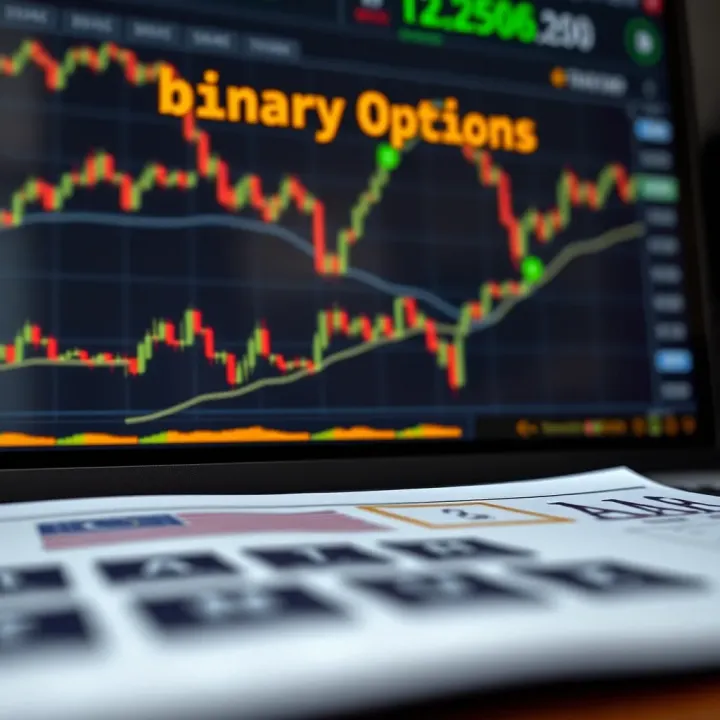 Diagram illustrating the basic concept of binary options trading with digital graphs and decision outcomes