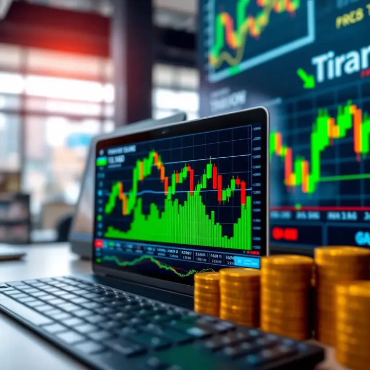Illustration of Nigerian financial market with digital trading platform interface and strategy icons