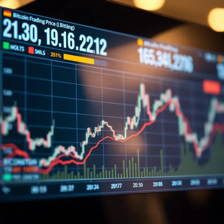 Graph depicting fluctuating Bitcoin prices over time with key economic indicators highlighted