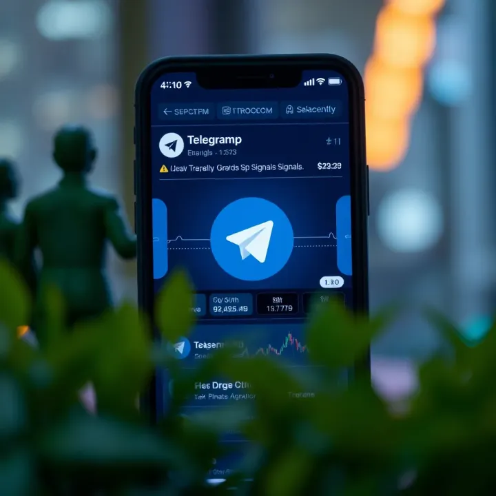 Telegram app interface displaying crypto pump signals and alerts