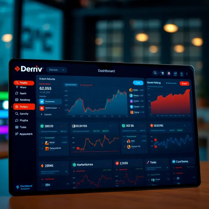 Dashboard overview of Deriv trading account highlighting key features and navigation options