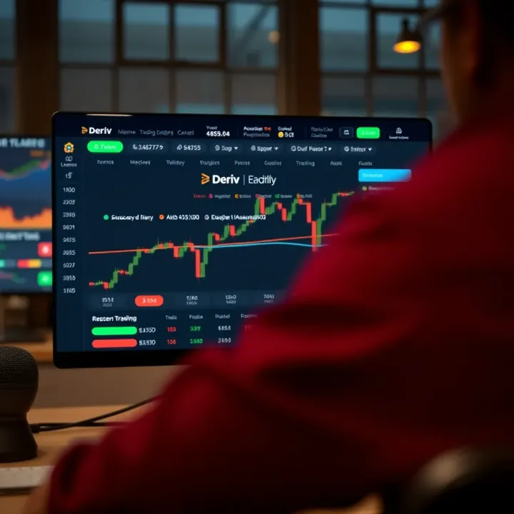Deriv Trading Platform Interface Overview User interface of Deriv trading platform showing various asset options and trading tools