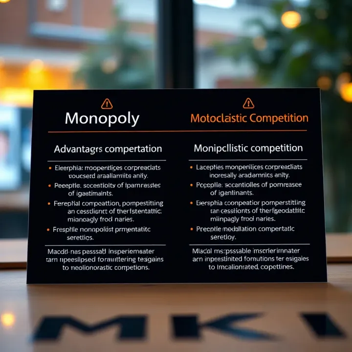 Comparison of Monopoly and Monopolistic Competition Market Structures Chart comparing advantages and disadvantages of monopoly and monopolistic competition