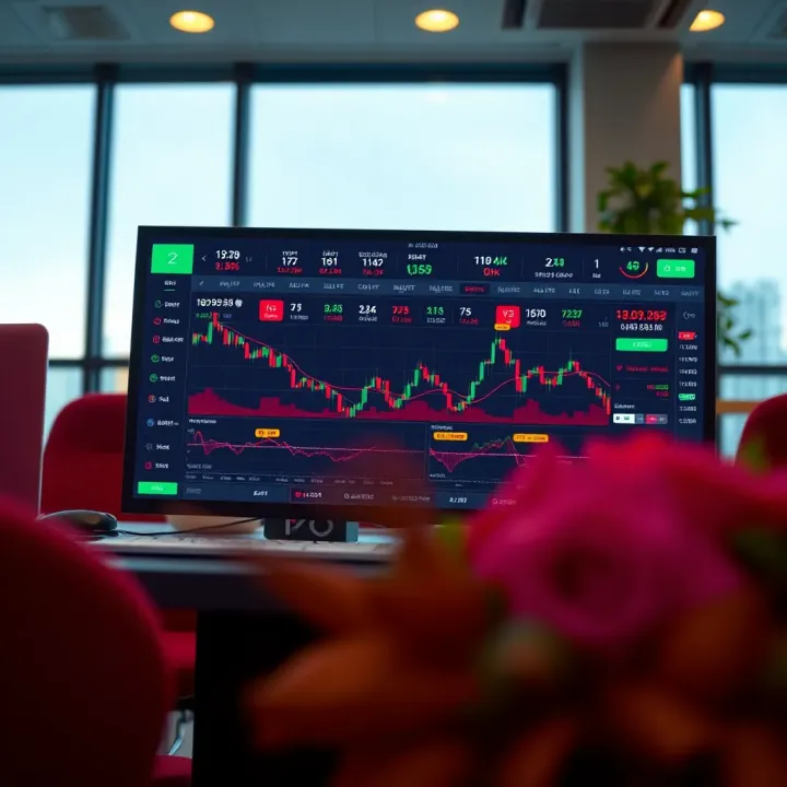 Interface of IQ Option trading platform showing various financial assets and trading charts
