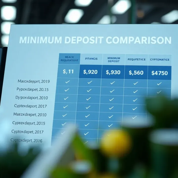 Comparison chart illustrating minimum deposit requirements across different cryptocurrency platforms