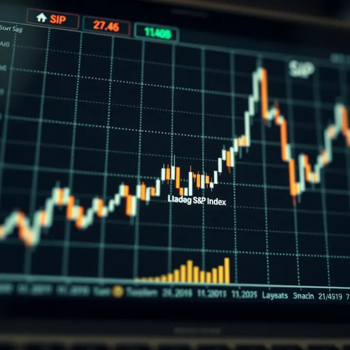 Growth and Fluctuations of the S&P Index Graph showing the growth and fluctuations of the S&P index in a financial chart style