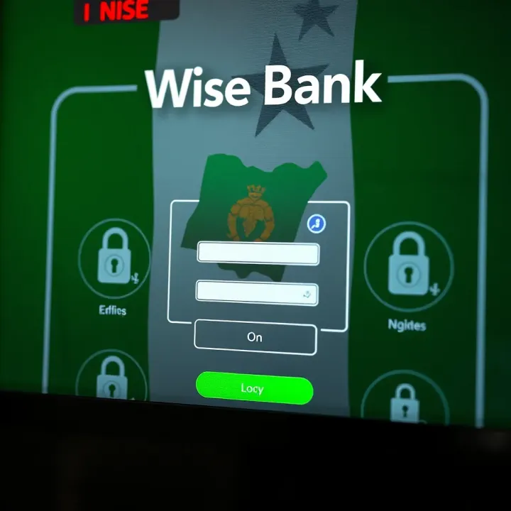 Secure login interface of Wise Bank with Nigerian flag and encryption symbols
