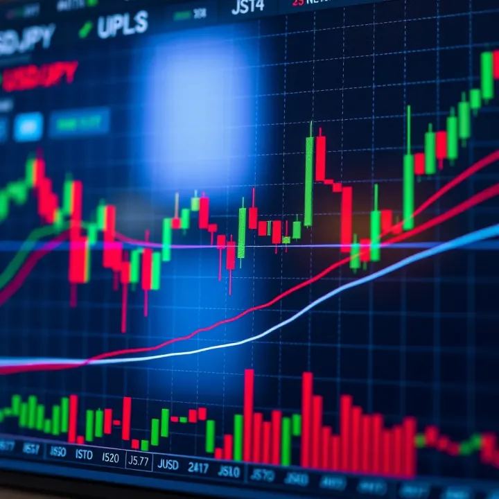 Technical Analysis Chart of USD/JPY with Key Trend Patterns Technical chart displaying candlestick patterns and trend lines for USD/JPY forex trading