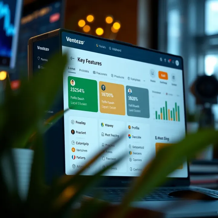 Dashboard of Ventezo showing key features and profile management options