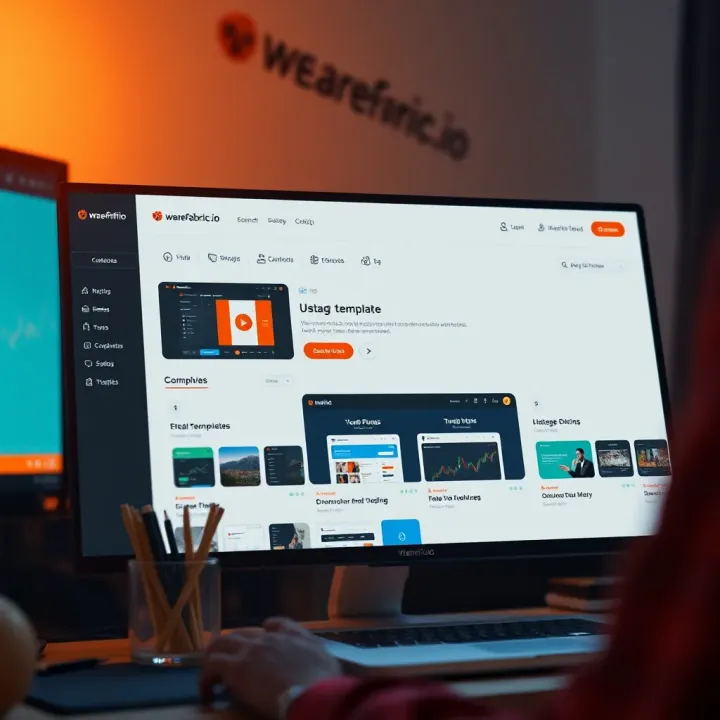 Dashboard showing website customization options with various templates and design features
