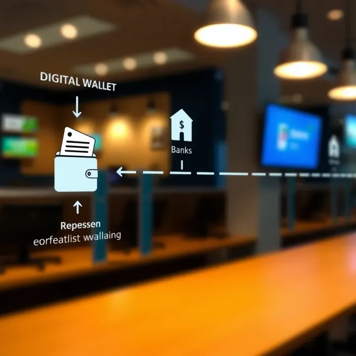 Flow of Funds in Digital Withdrawal Transactions Diagram illustrating the flow of financial transactions from digital wallet to bank account